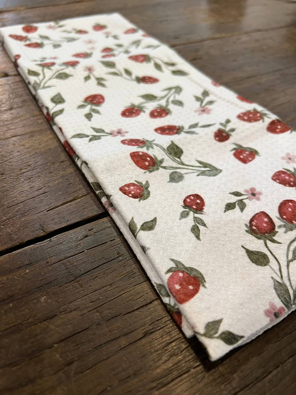 Strawberry Vines Double-Sided Tea Towel - Recycled Microfiber
