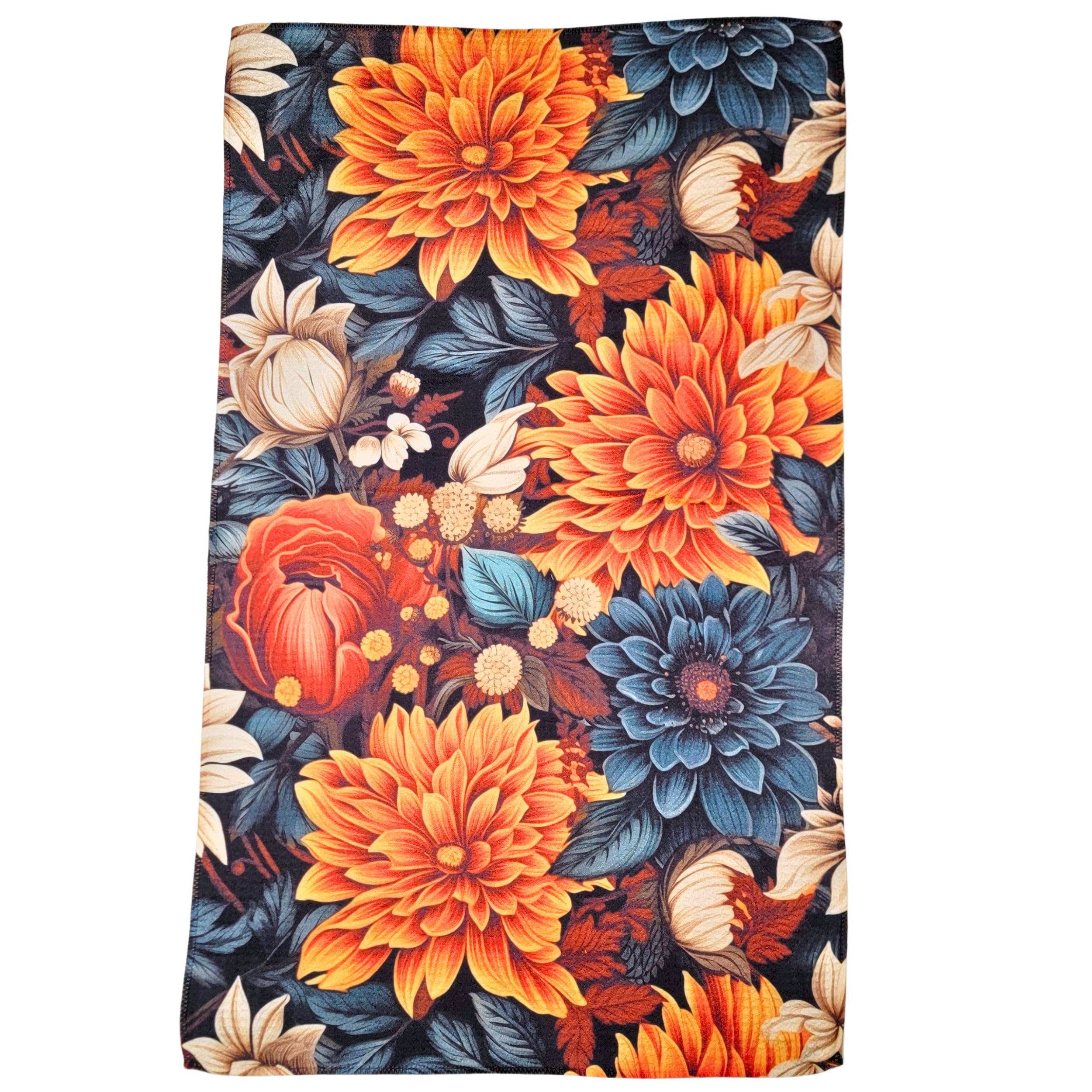Fall Flower Blossom Kitchen Waffle Towel