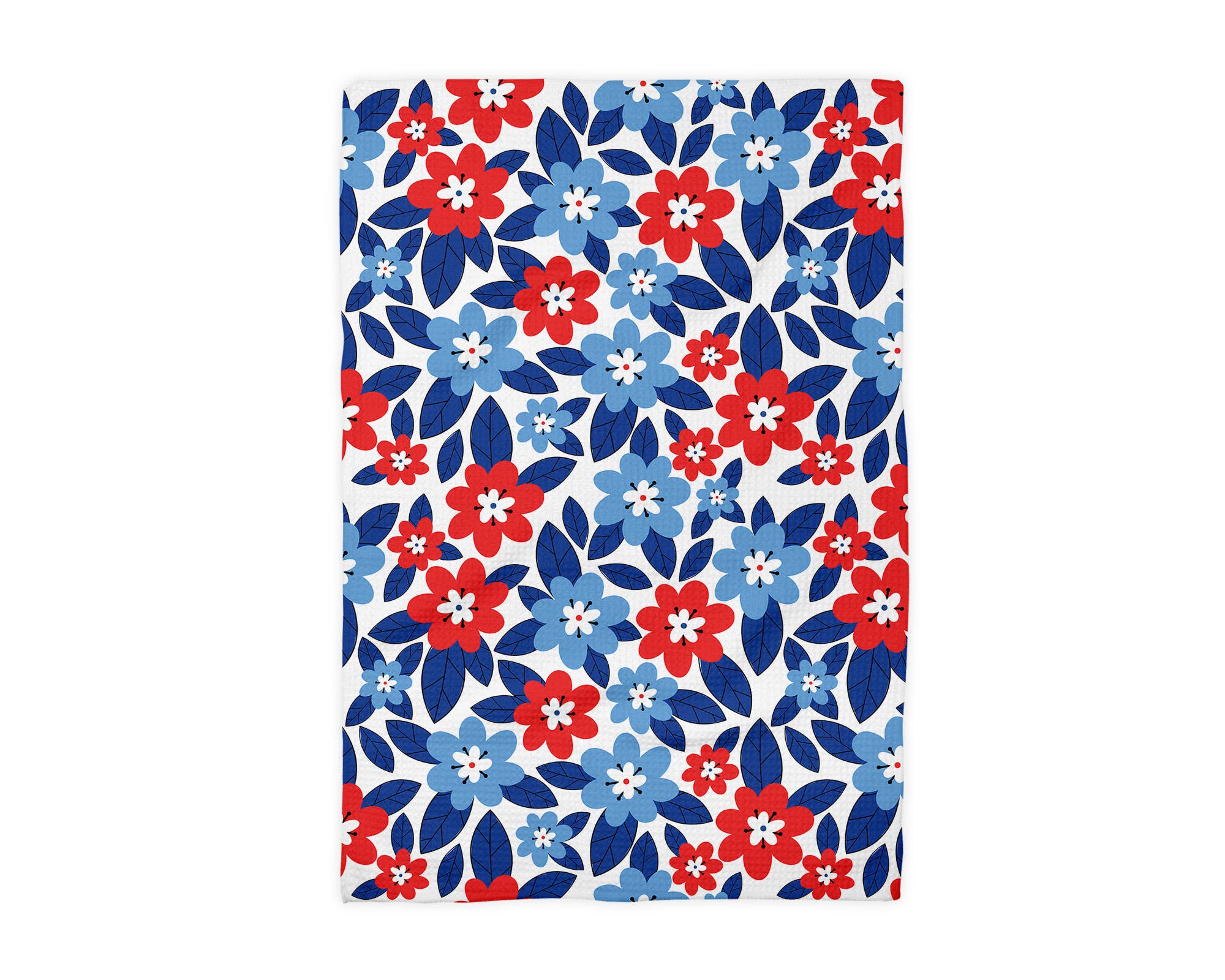 4th of July Kitchen Towel - Blue & Red Floral