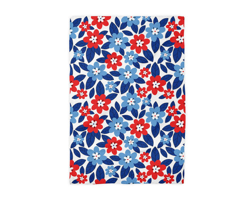 4th of July Kitchen Towel - Blue & Red Floral