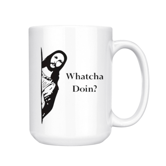 Peeking Jesus Funny Mug