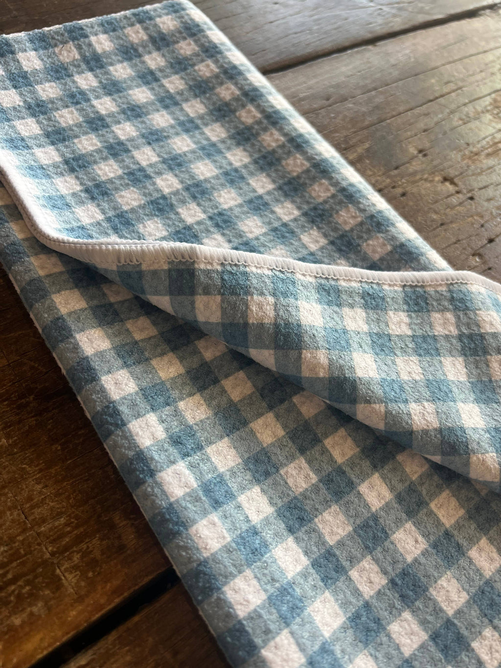 Farmhouse Blue Gingham Tea Towel -Recycled Microfiber