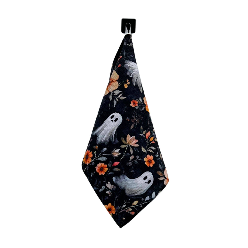 Halloween Ghosts & Fall Flowers Waffle Towel