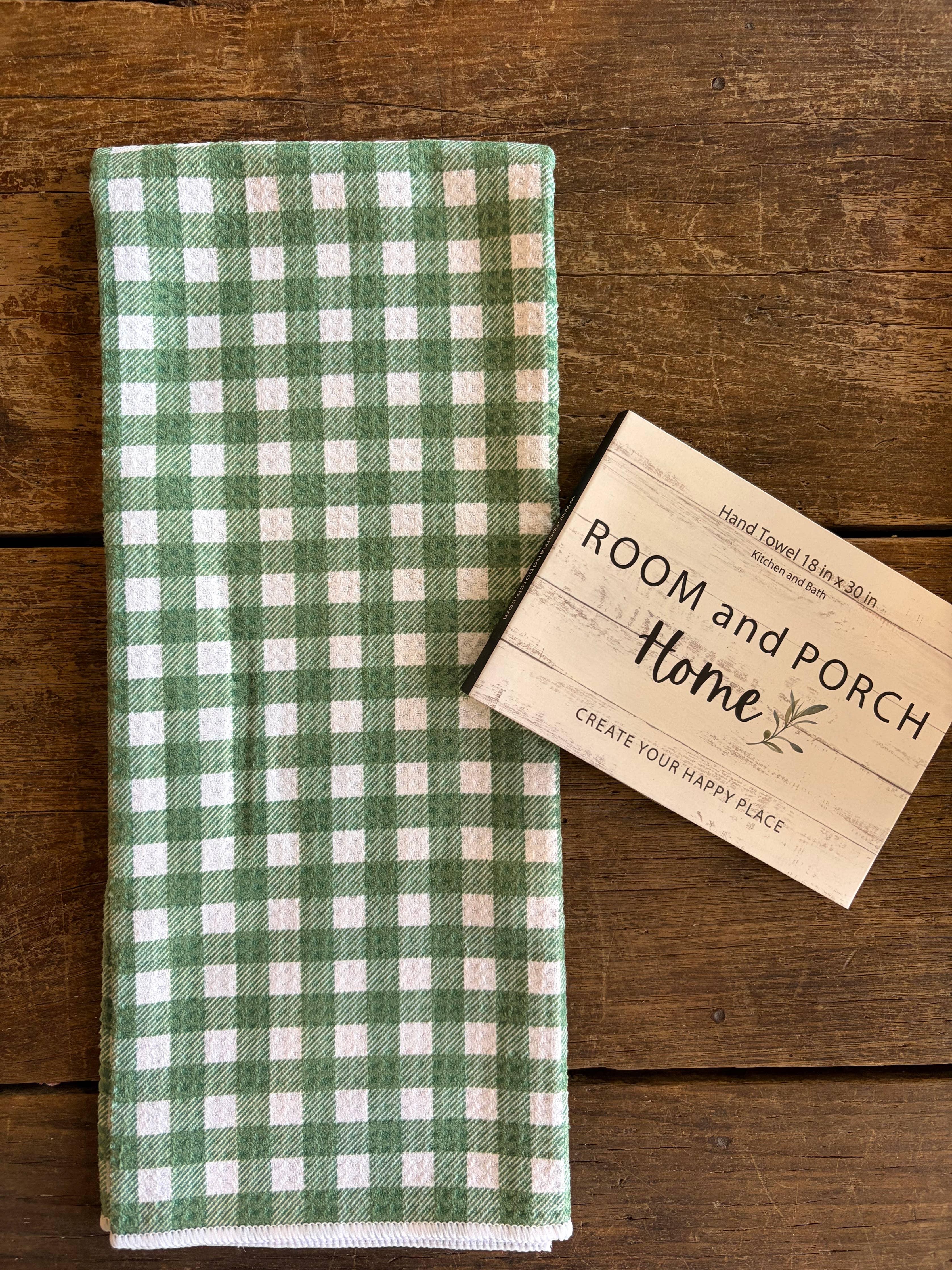 Green Grass Gingham Double-Sided Tea Towel - Recycled Microfiber