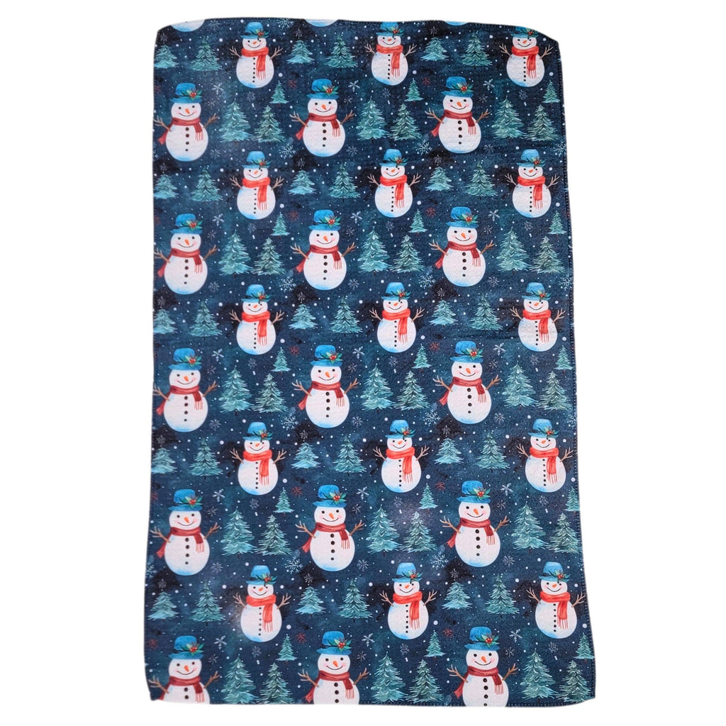 Snowman With Christmas Tree Tea Towel