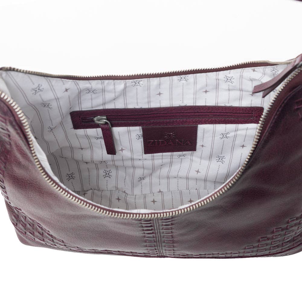 Zidana Marlowe Dusk Veg Tanned Leather Bag in Deep Plum