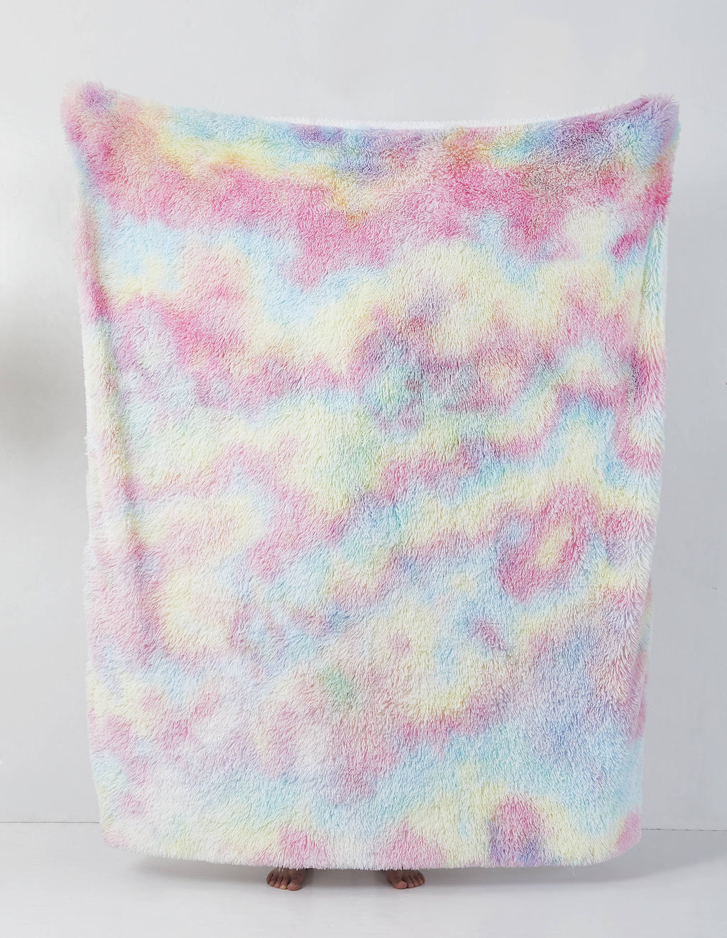 Rainbow Frost Faux Fur Plush Throw Blanket