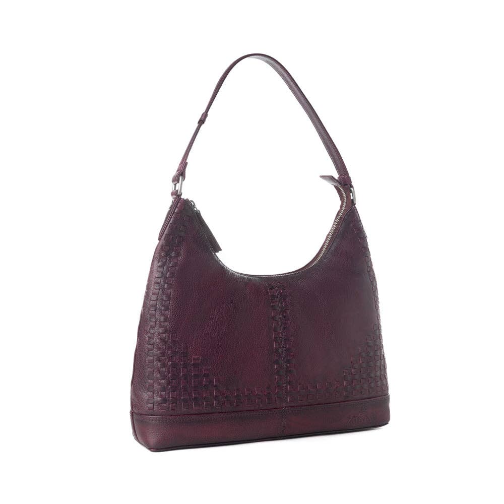 Zidana Marlowe Dusk Veg Tanned Leather Bag in Deep Plum