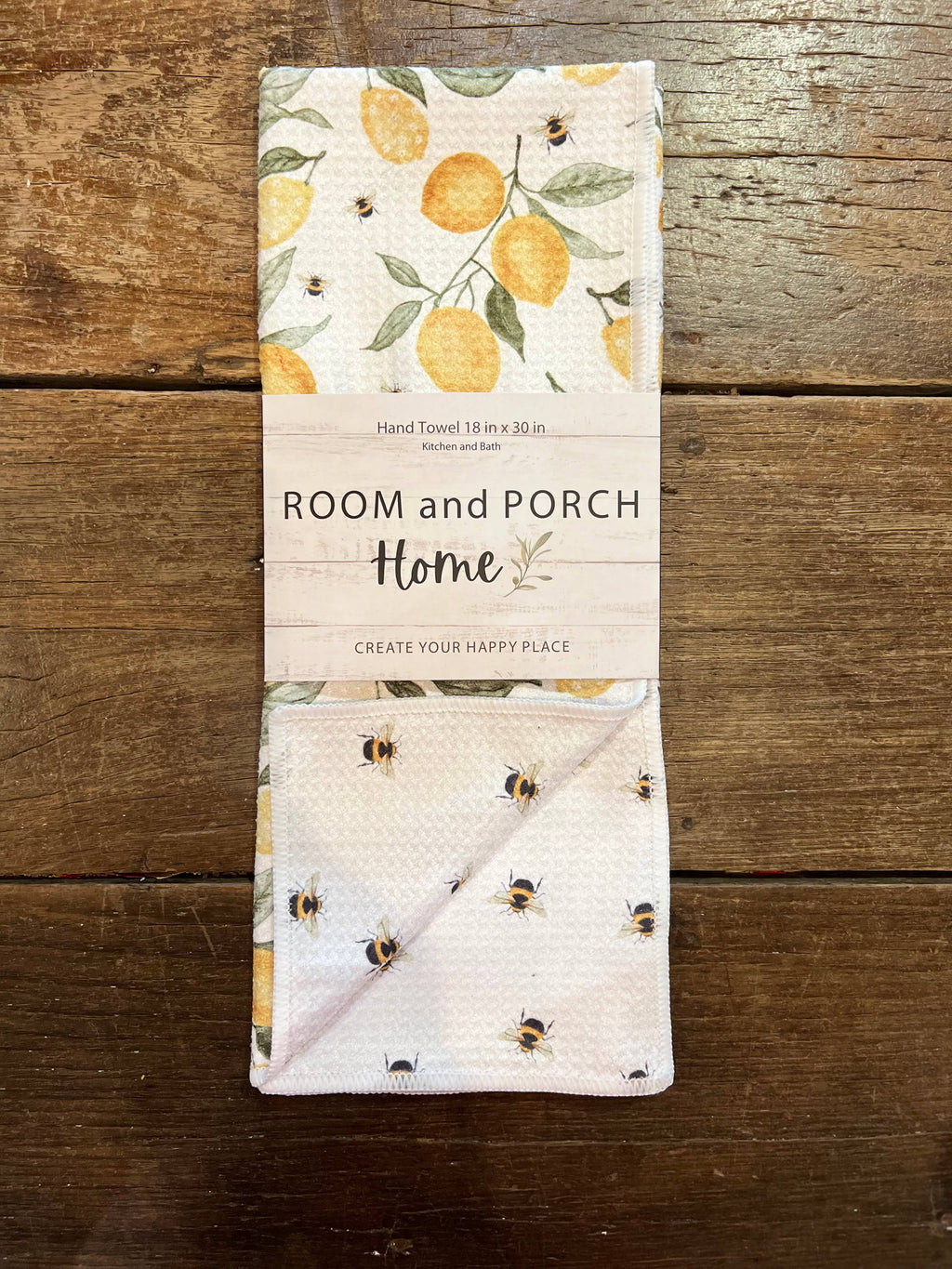 Lemon & Bees Double-Sided Tea Towel - Recycled Microfiber