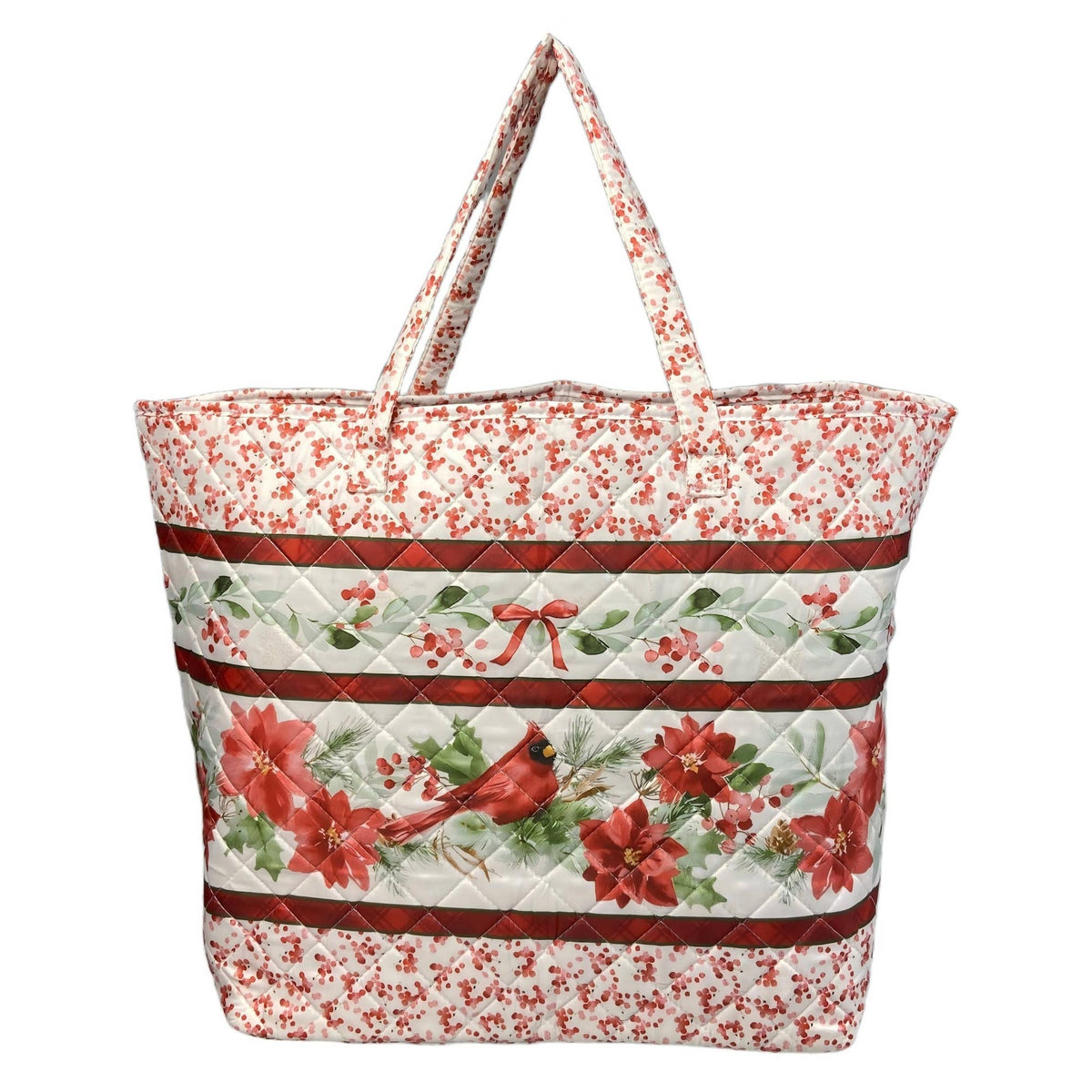 Cardinal Christmas Winter Quilted Tote Bag