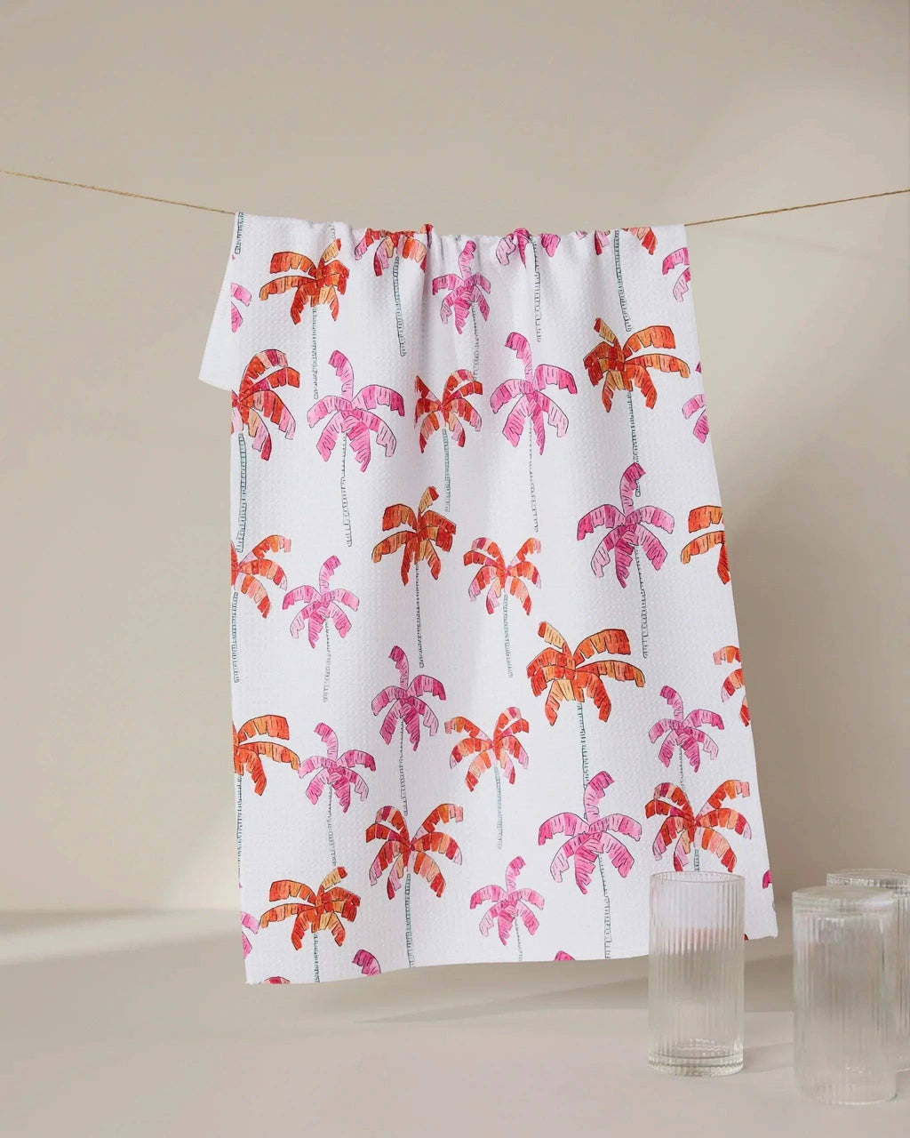 Pink Palms Tea Towel