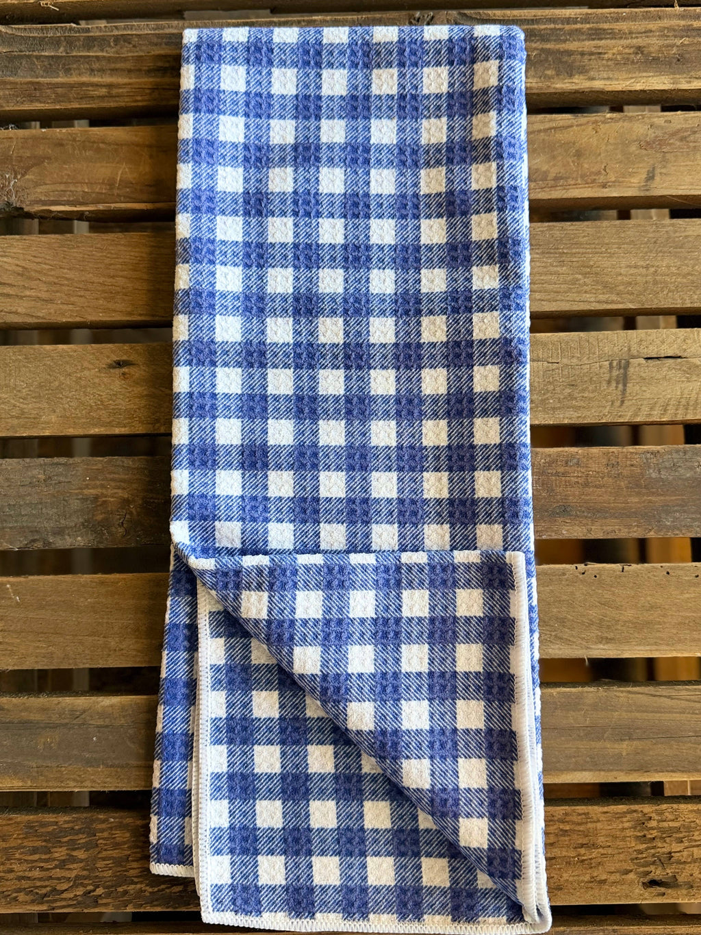 Blueberry Gingham Double-Sided Tea Towel - Recycled Microfiber