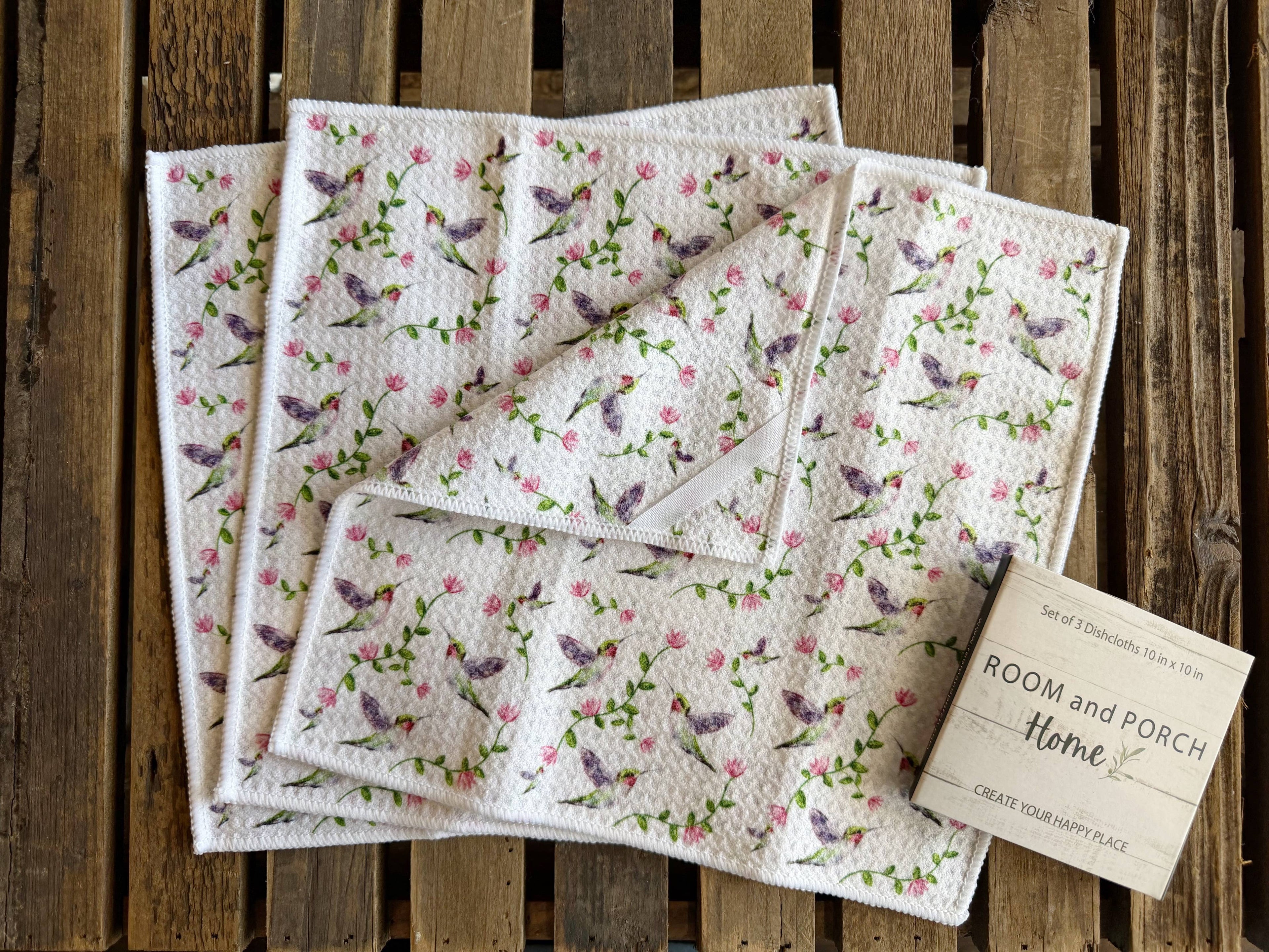 Hummingbird Double-Sided Dishcloth Set
