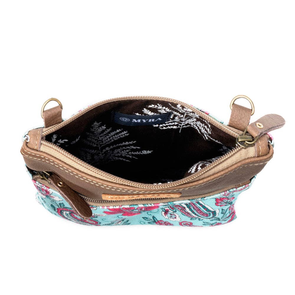 Paisley Spring Floral Crossbody Bag - Turquoise