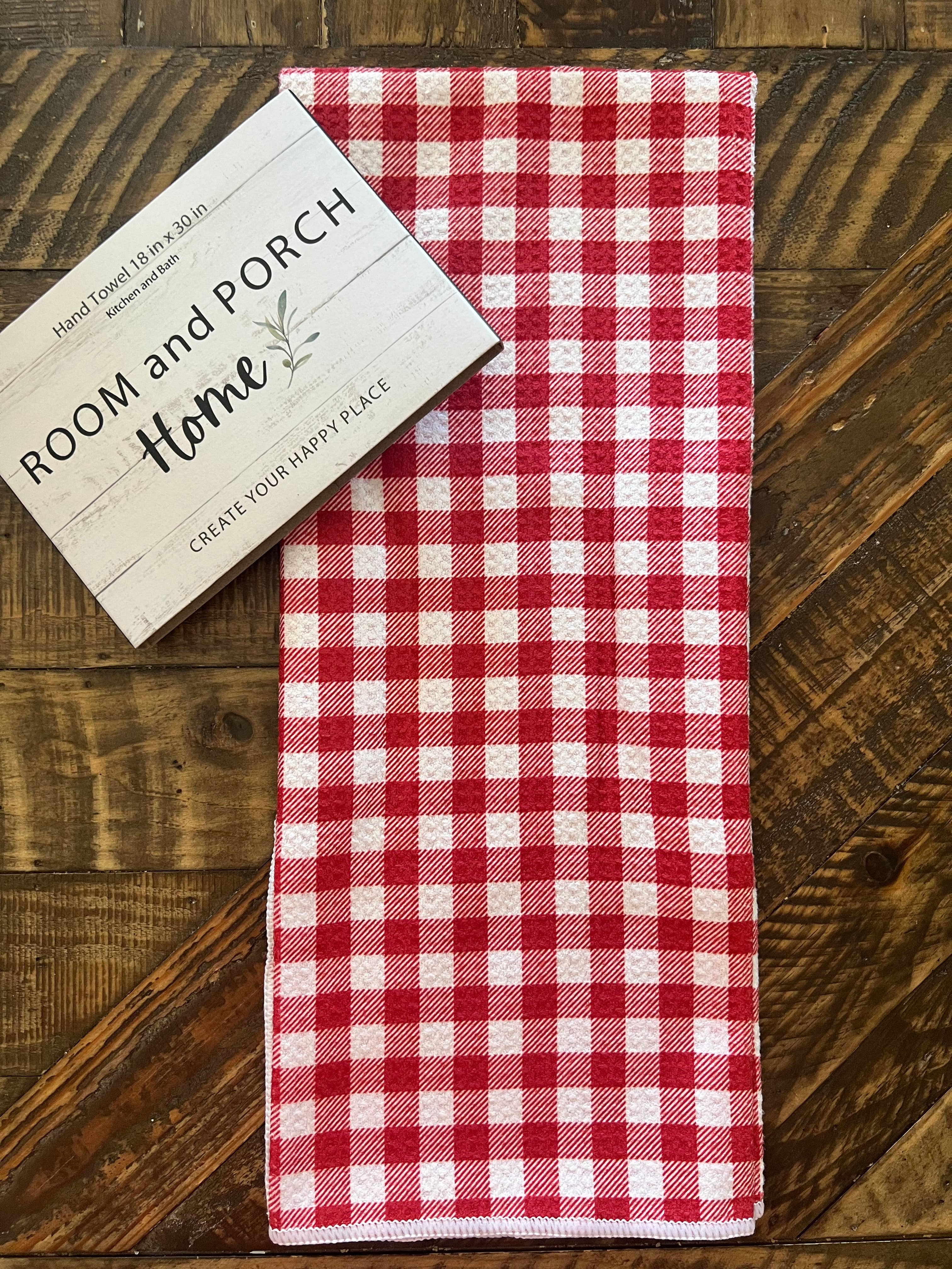 Strawberry Red Gingham Double-Sided Tea Towel - Recycled Microfiber