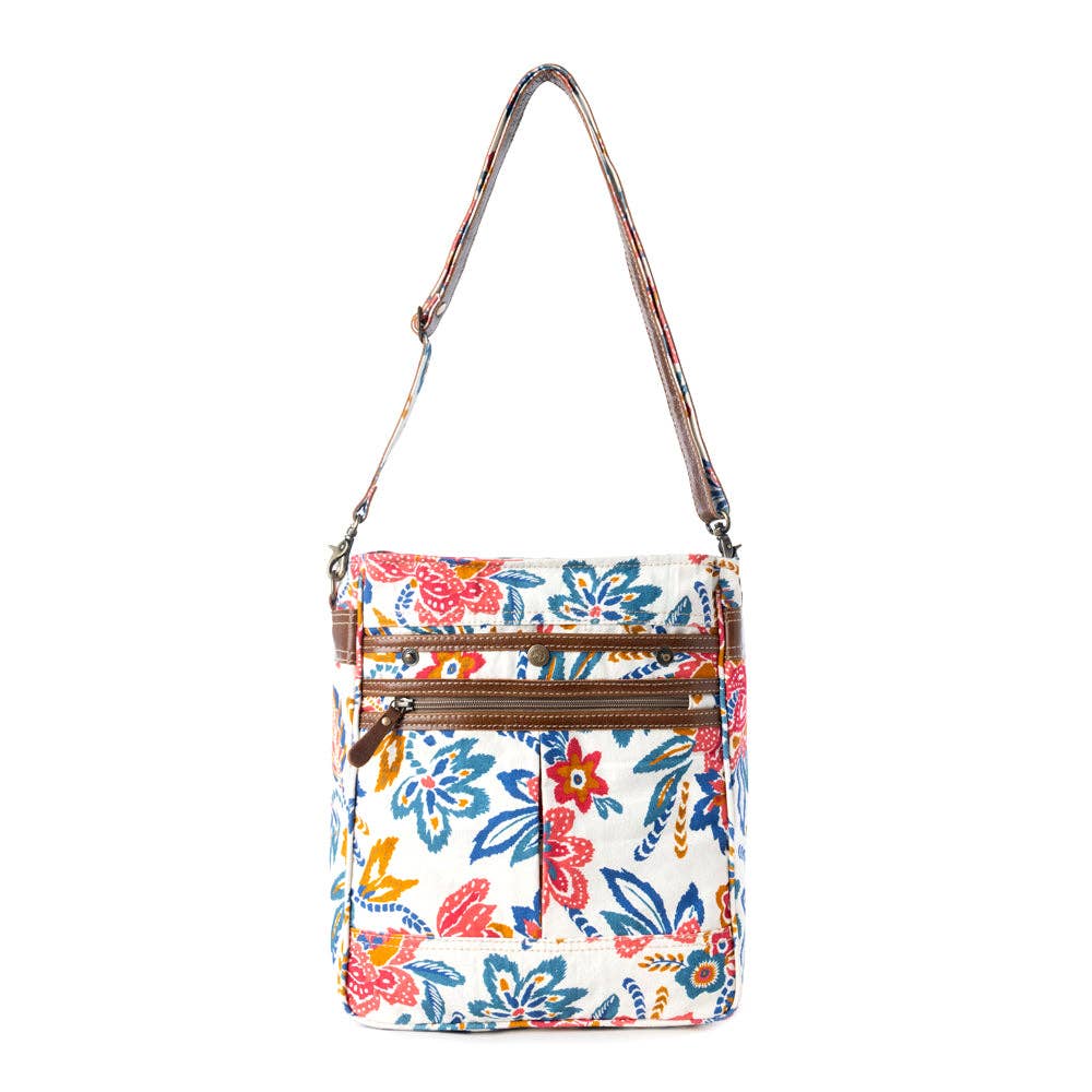 Folkflora Upcycled Canvas Bag in White
