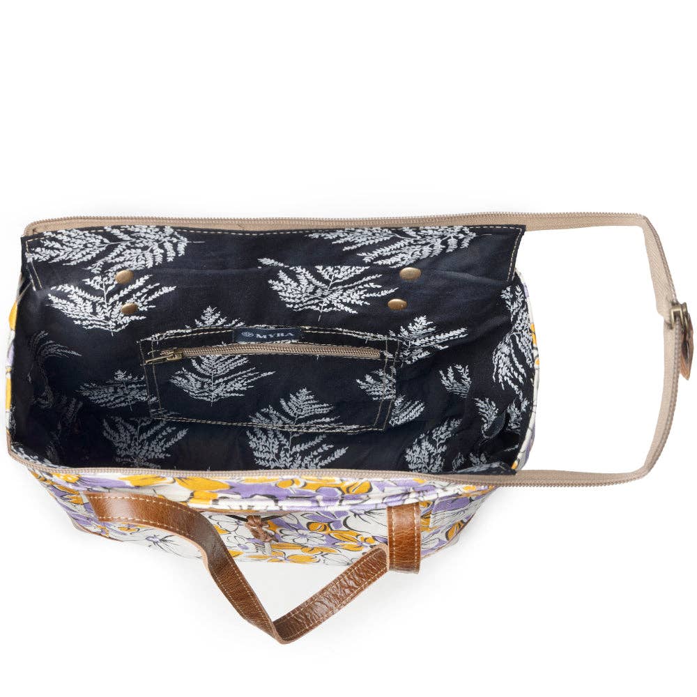 Retro Bloom Upcycled Canvas Tote Bag - Yellow