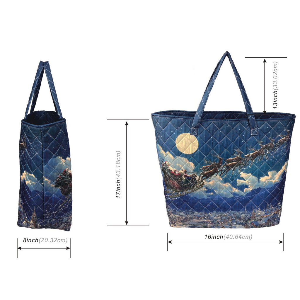 Santa's Sleigh Quilted Tote Bag