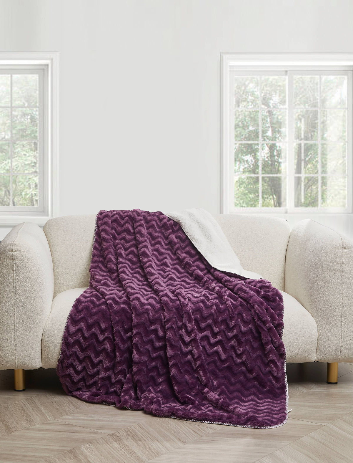 Amethyst Wave Faux Fur Plush Throw Blanket - 50"x70"