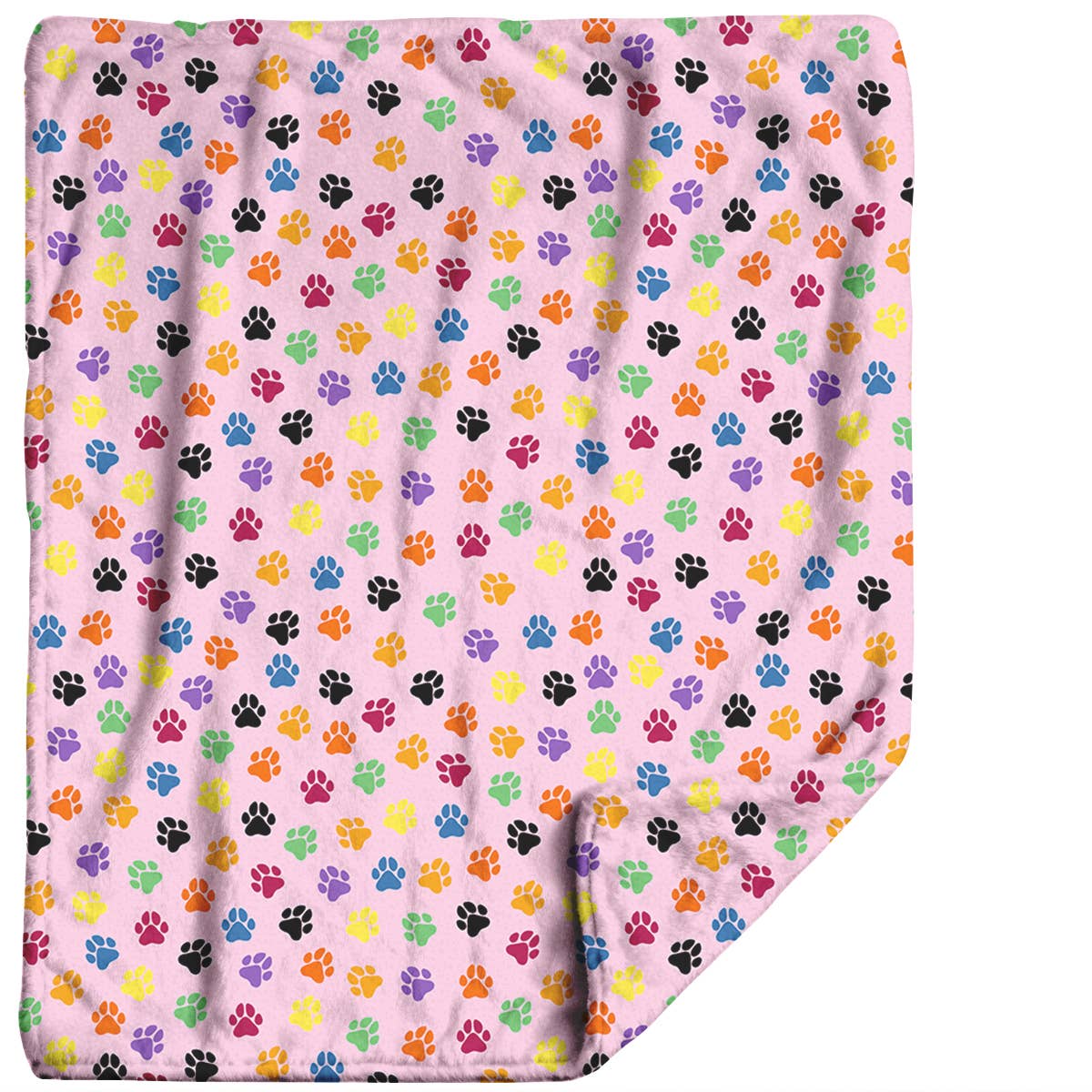 Pink Paw Print Plush Travel Throw Blanket & Matching Case