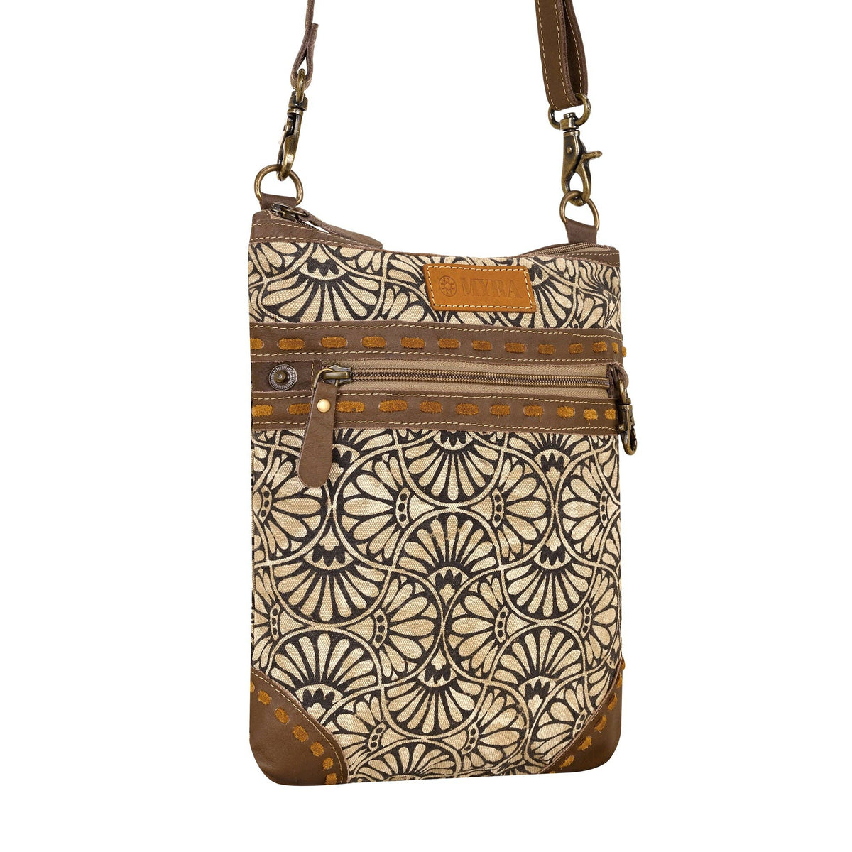 Caprock Small Crossbody Bag - Buckstitch Trim in Cream