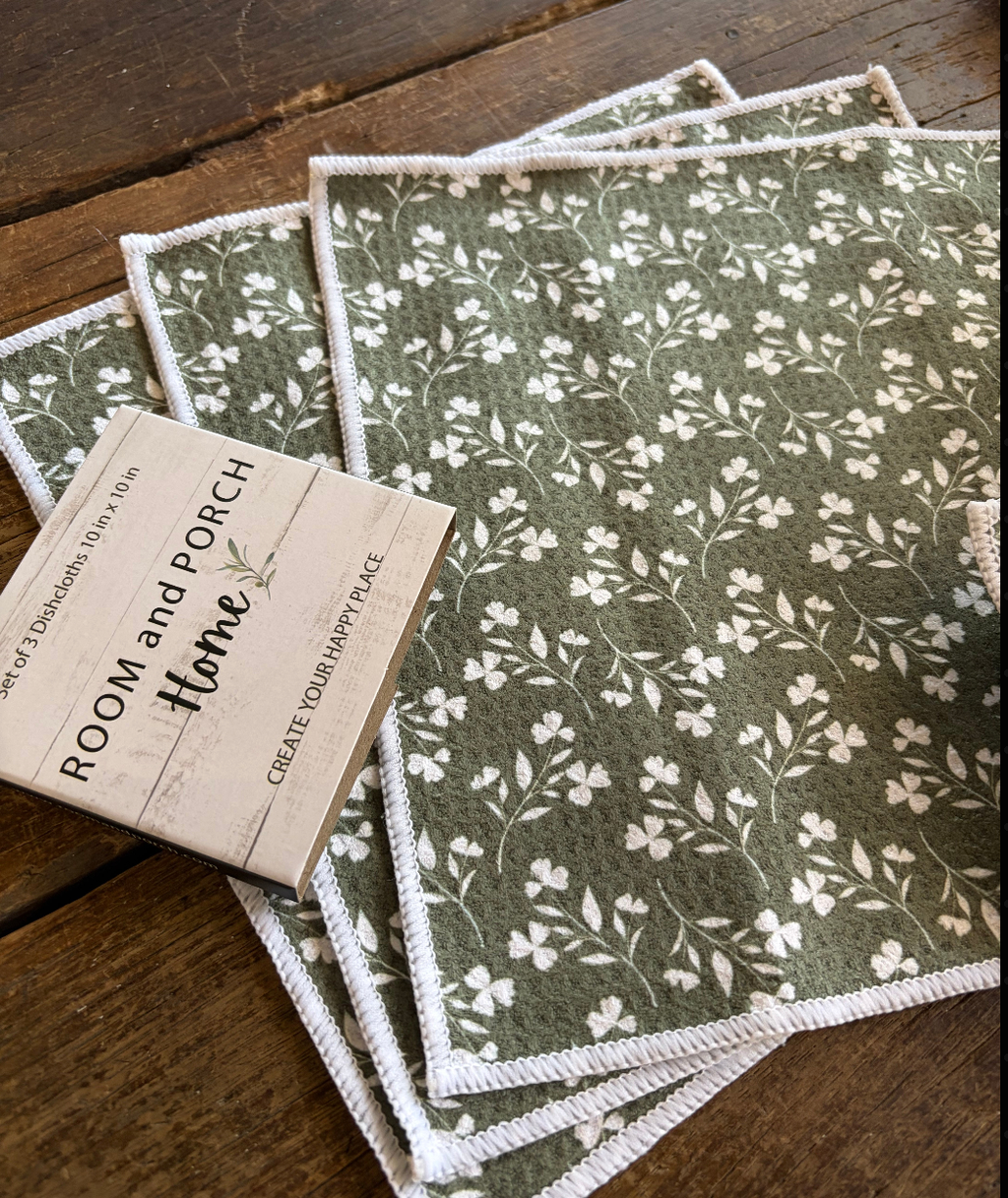 Meadow Olive Double-Sided Dishcloth Set
