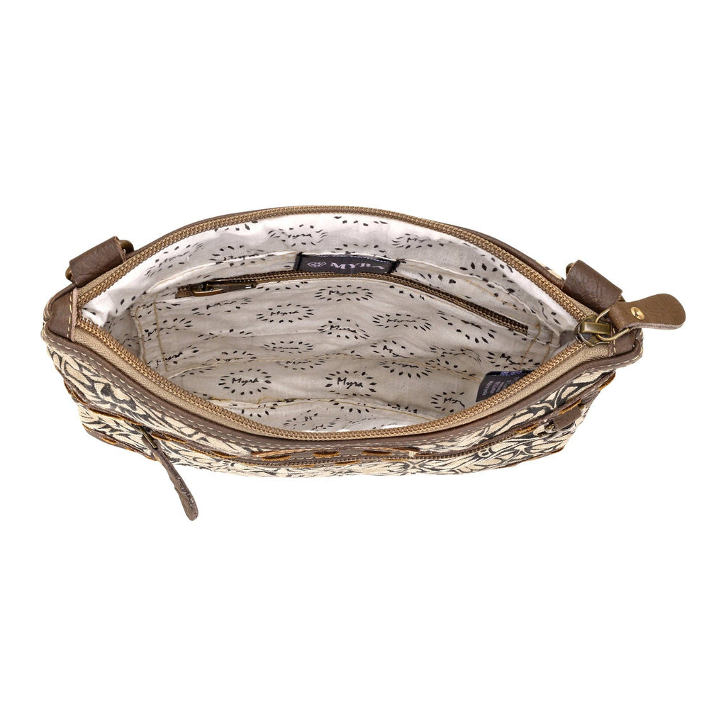 Caprock Small Crossbody Bag - Buckstitch Trim in Cream