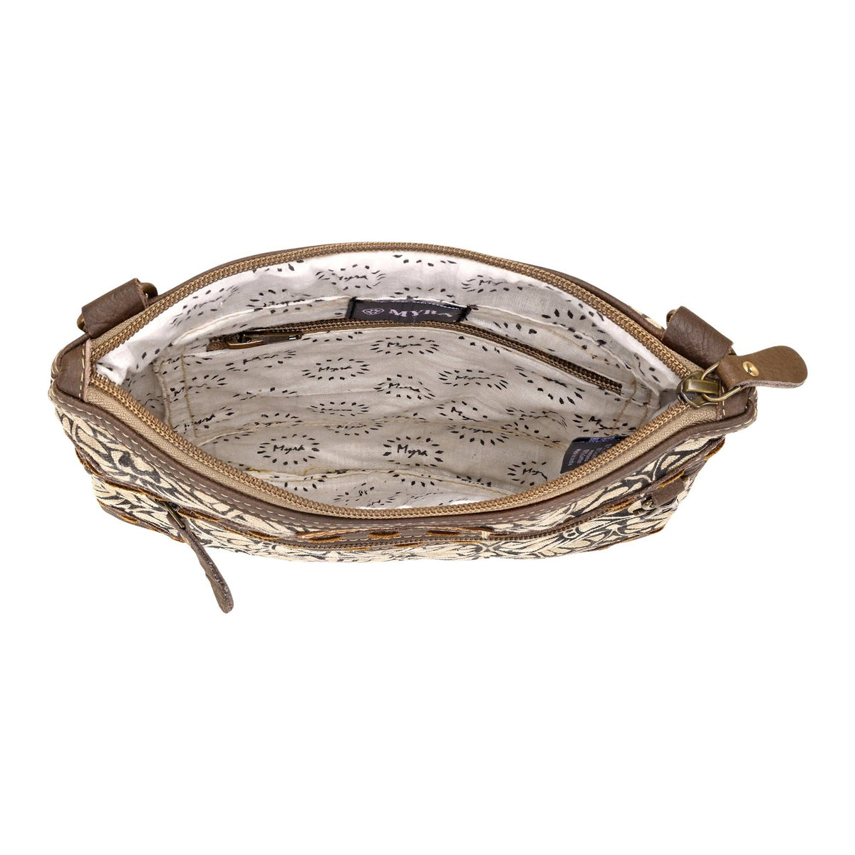 Caprock Small Crossbody Bag - Buckstitch Trim in Cream