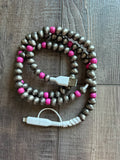 Pink Turquoise Beaded Phone Charger with Lightning & USB-C