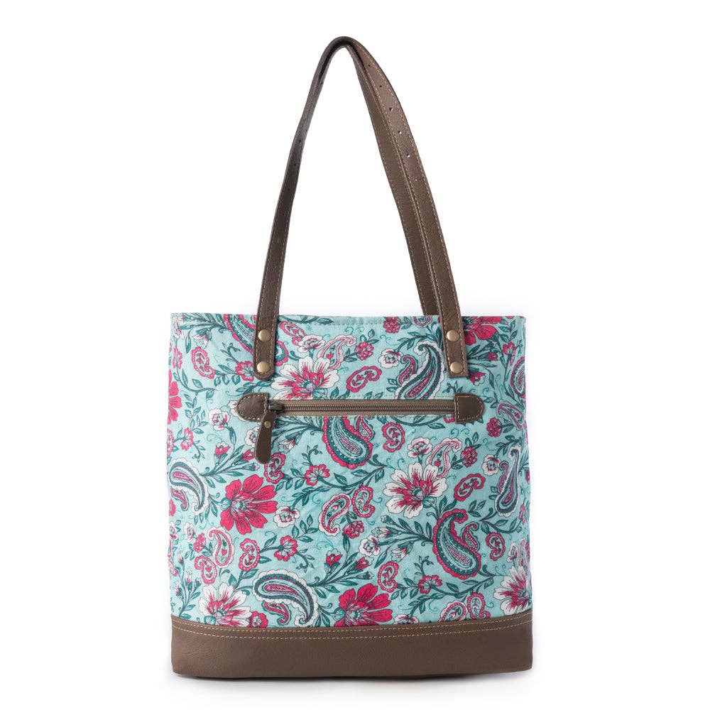 Pink Paisley Upcycled Canvas Tote Bag - Pink