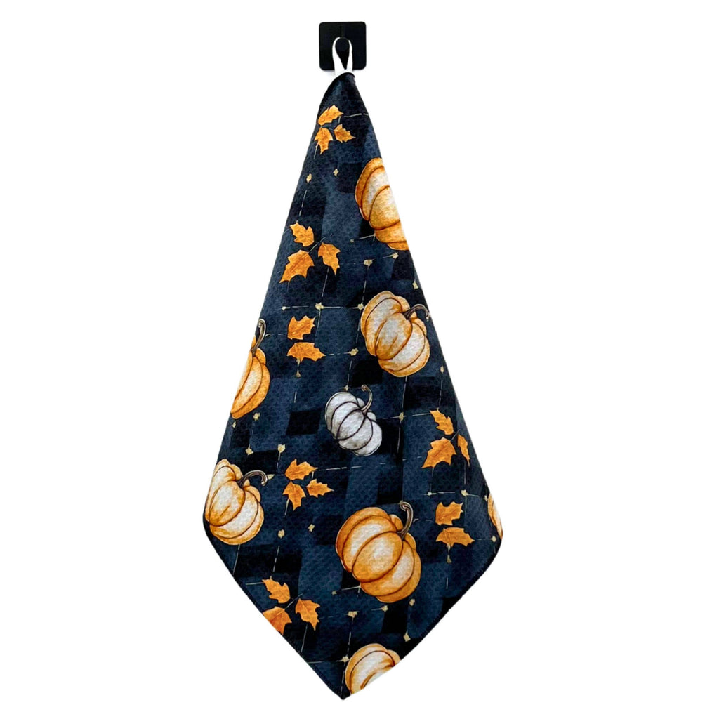 Black Plaid & Pumpkins Halloween Waffle Towel