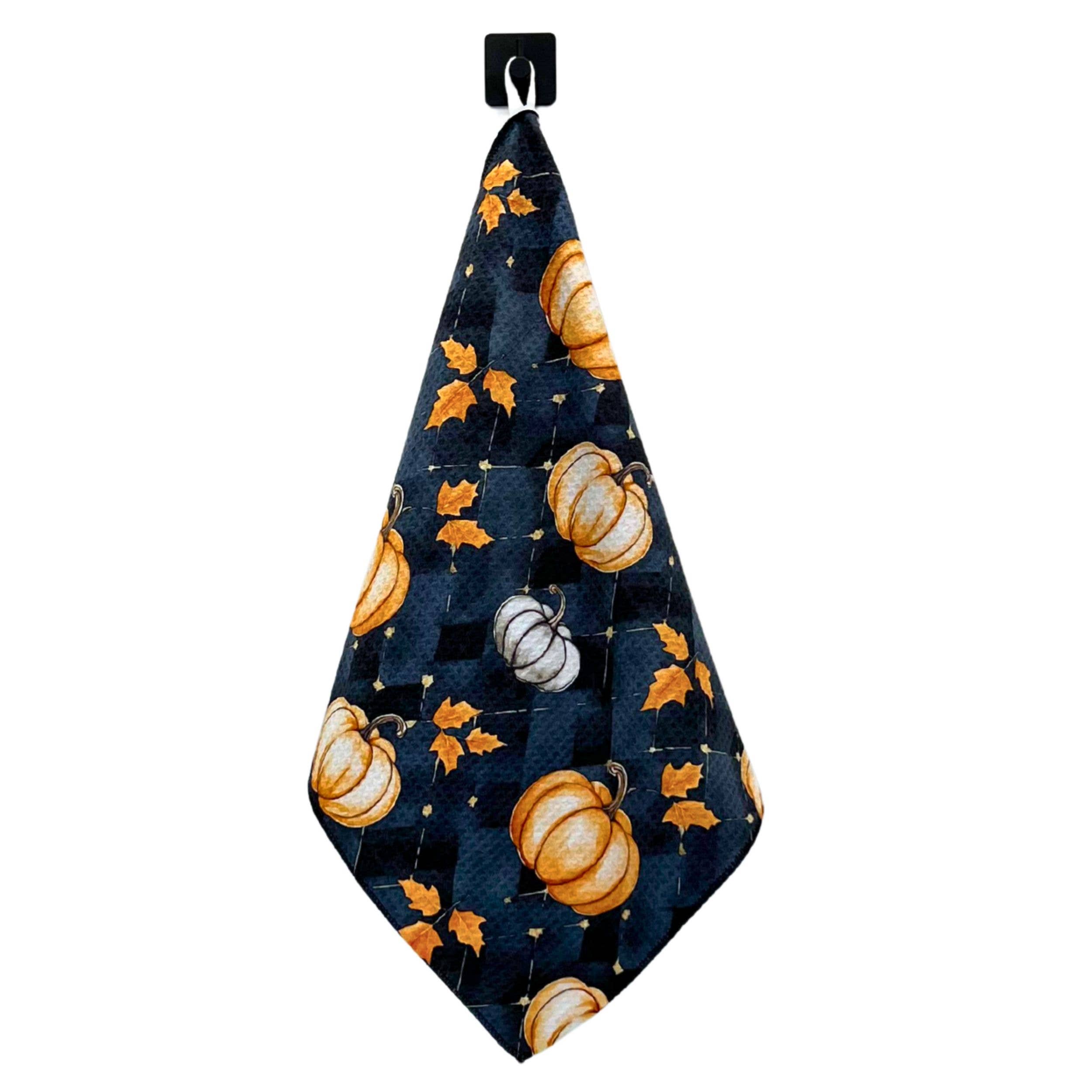 Black Plaid & Pumpkins Halloween Waffle Towel