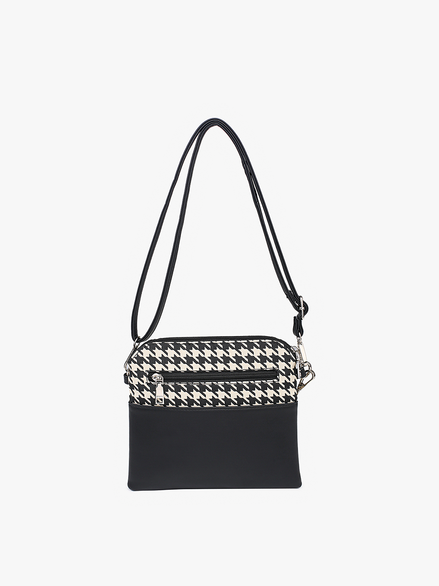 Tara Houndstooth Dual Zip Crossbody