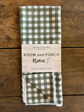 Meadow Olive Gingham Double-Sided Tea Towel - Recycled Microfiber