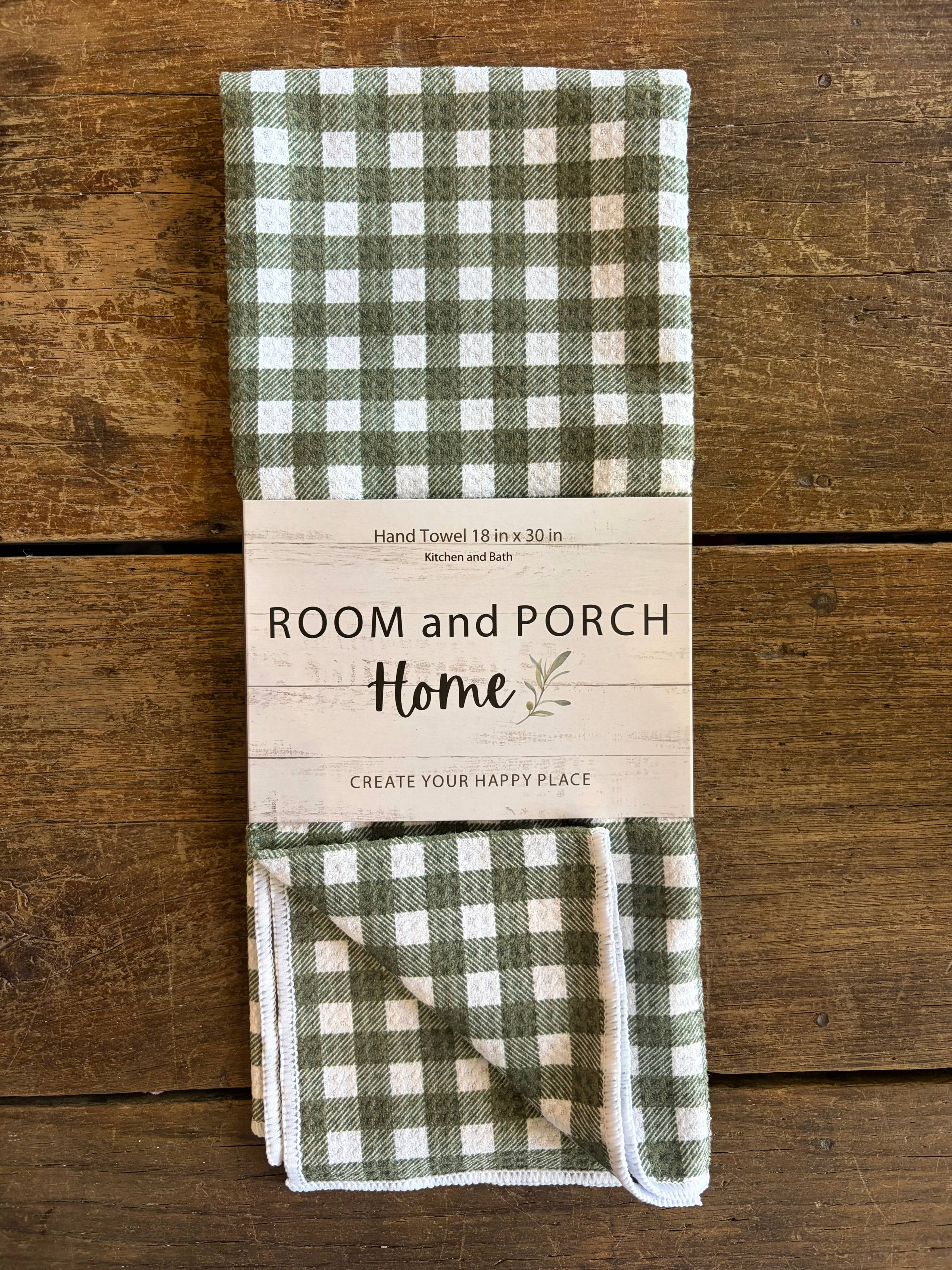 Meadow Olive Gingham Double-Sided Tea Towel - Recycled Microfiber