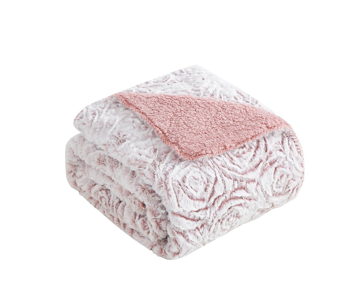 Dusty Rose Faux Fur Sherpa Throw Blanket 50" x 70"