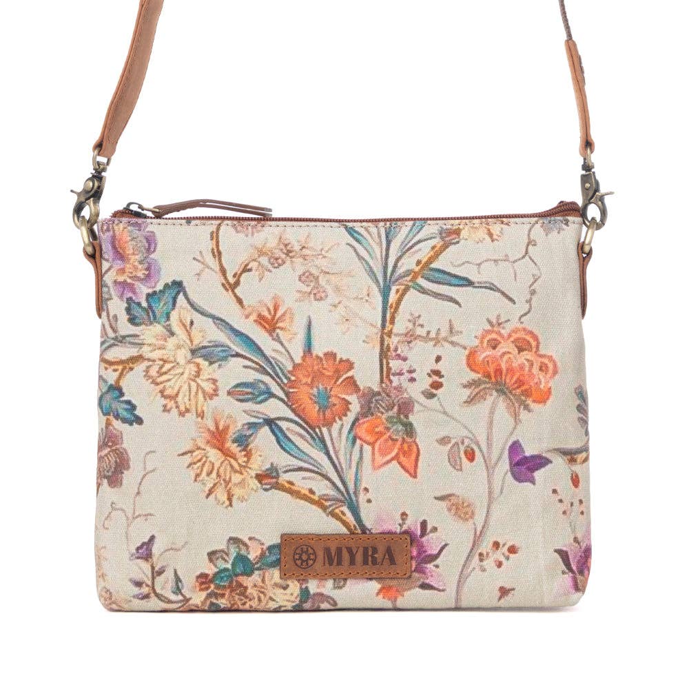 Wildflower Trail Cotton & Leather Crossbody Bag in Sunlit Bloom