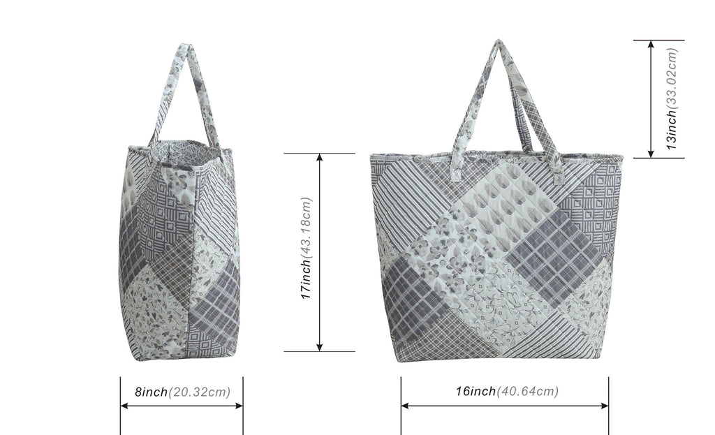 Grey Patchwork Designer Quilted Tote Bag