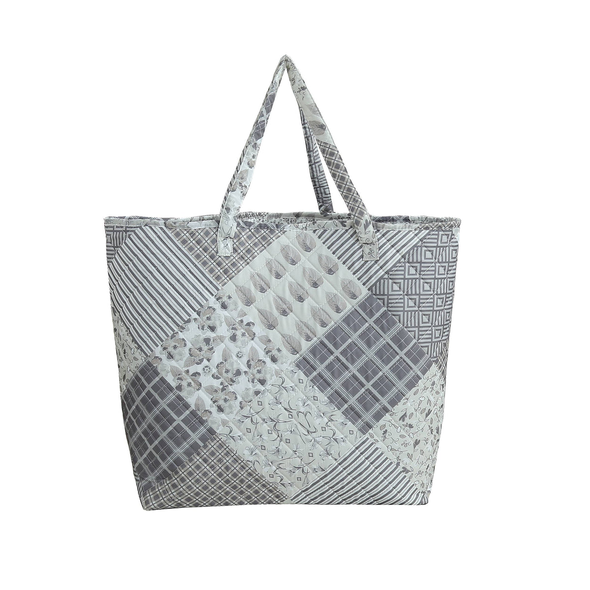 Grey Patchwork Designer Quilted Tote Bag