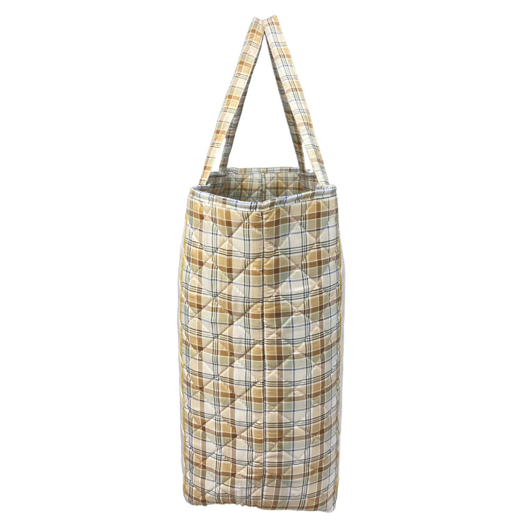 Sunflower Bouquet Plaid Quilted Tote Bag