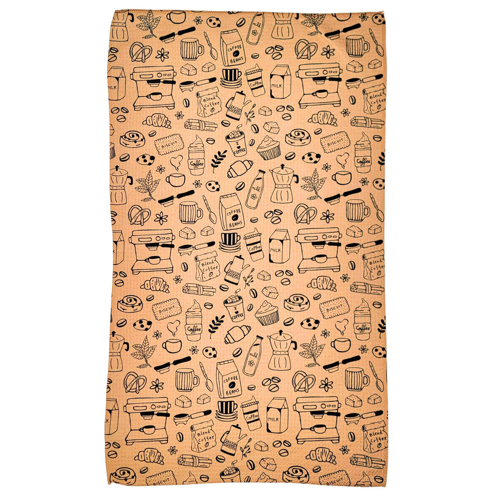 Coffee Barista Doodles Tea Towel
