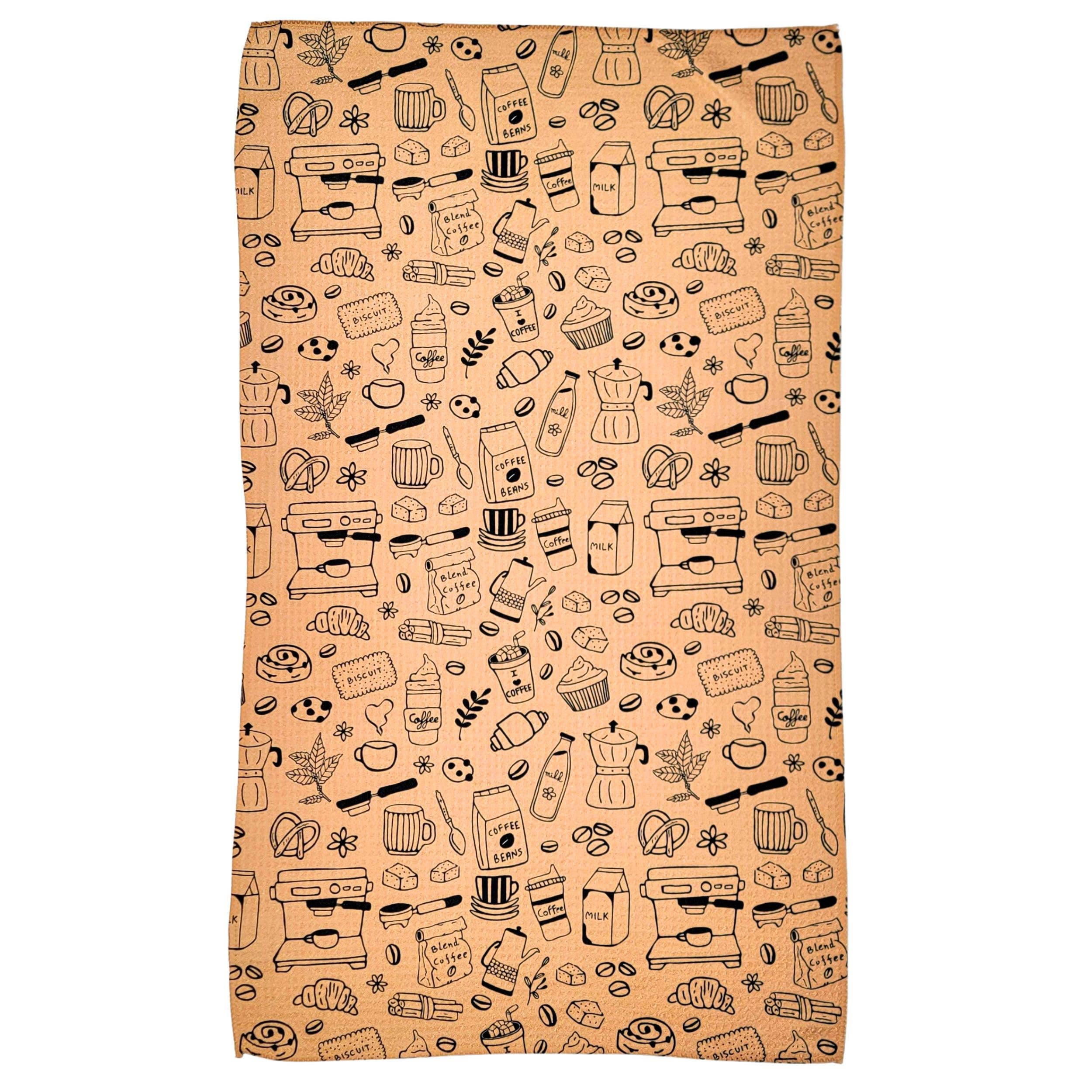 Coffee Barista Doodles Tea Towel