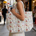 Summer Garden Floral Designer Quilted Tote Bag