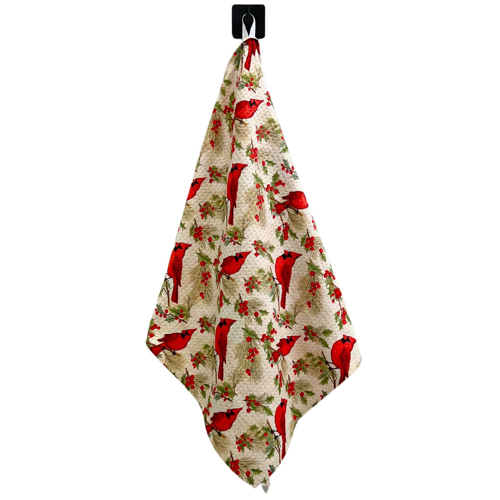 Red Cardinal Pattern Tea Towel