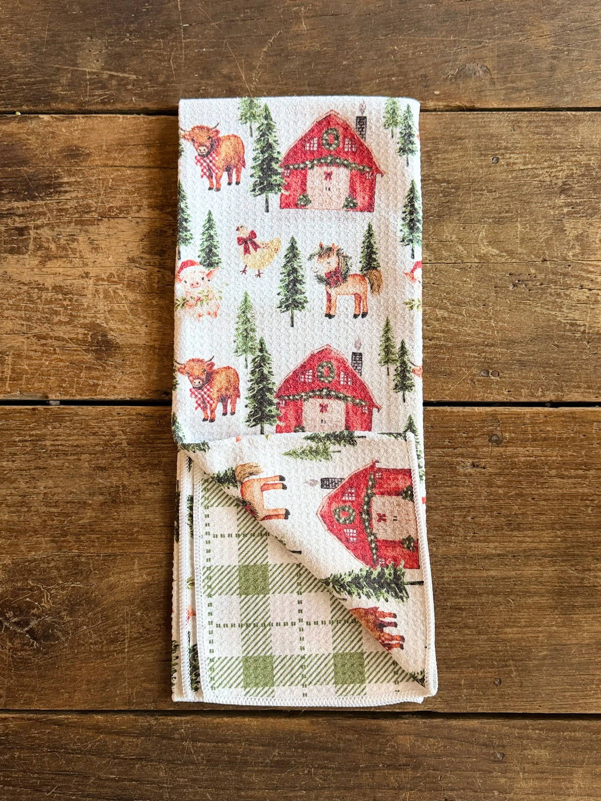 Mabels Christmas Barn Double-Sided Tea Towel