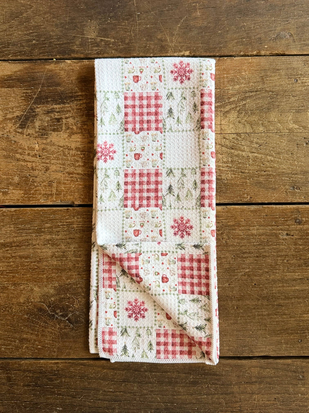 Holiday Patchwork Double-Sided Tea Towel