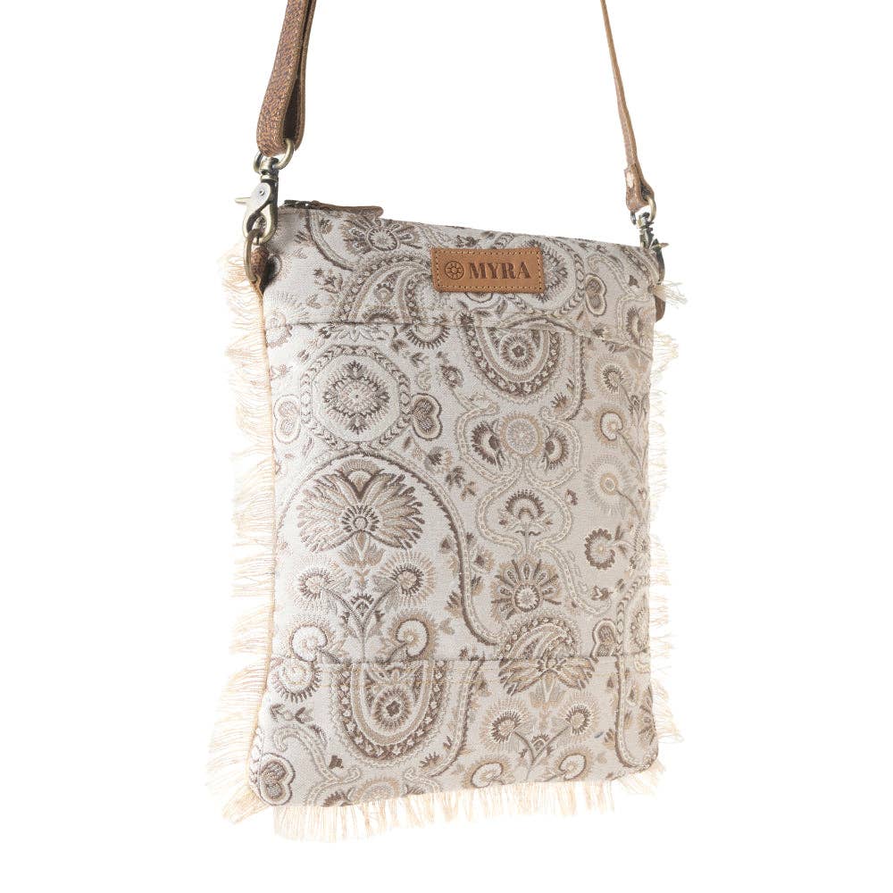 Loom Tapestry Upcycled Canvas Crossbody Bag in Sage