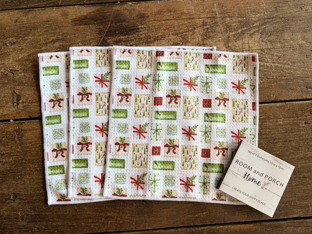 Christmas Presents Double-Sided Dishcloth Set