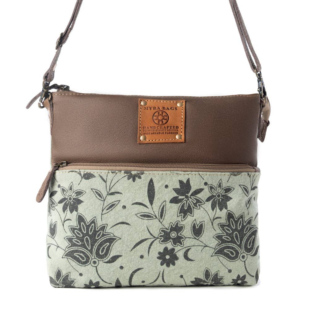 Wildprint Trail Upcycled Canvas Crossbody Bag - Sage