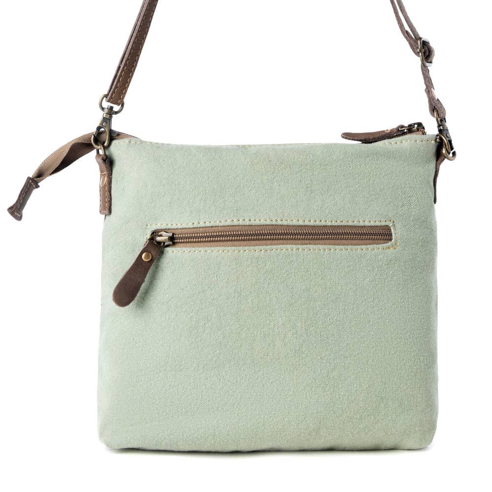 Wildprint Trail Upcycled Canvas Crossbody Bag - Sage